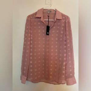 KUT from the Kloth - Sheer Swiss dot textured blouse in dusty pink - size XS